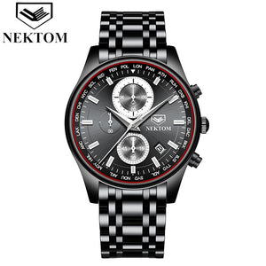 NEKTOM Men Watch Chronograph Sport Mens Watches Top Brand Luxury Waterproof Full Steel Quartz Gold Clock Men
