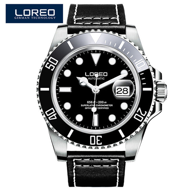 New LOREO Water Ghost Series Classic Blue Dial Luxury Men Automatic Watches Stainless Steel 200m Waterproof Mechanical Watch
