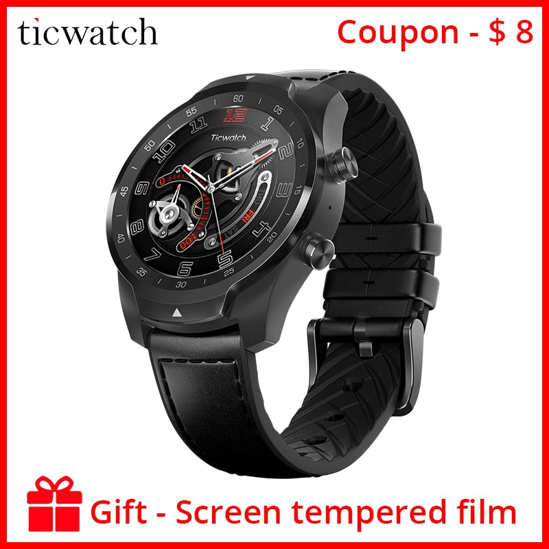 Original Ticwatch Pro Bluetooth Smart Watch IP68 Waterproof support NFC Payments/Google Assistant Wear OS by Google GPS Watch