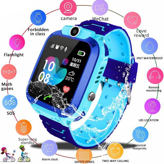 Waterproof Kids Smart Watch SOS Antil-lost Smartwatch Baby 2G SIM Card Clock Call Location Tracker Smartwatch PK Q50 Q90 Q528